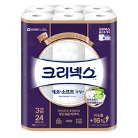 크리넥스 데코 앤 소프트 수딩플러스 천연펄프 3겹 고급롤화장지 27m 24개입 1개