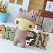 난쟁이똥자루 열쇠고리 만들기 송아지 펠트 DIY 세트, 1세트