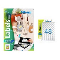 [올바른] 흰색방수라벨 (레이저용) -(원형48칸), 48칸, 25매