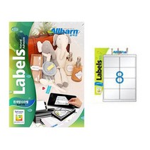 올바른 잉크젯용 흰색 방수 라벨 AL008PI, 8칸, 25매