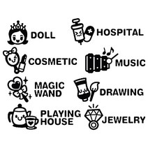 제제데코 장난감 정리해요 수납스티커 여아용, 블랙