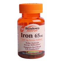 선다운네츄럴스 철분 65mg 타블렛 글루텐 프리 무설탕, 120정, 1개, 120정