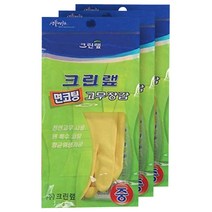 크린랲 면코팅 고무장갑 중, 노랑, 3개
