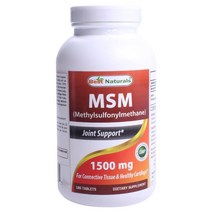 베스트네츄럴스 MSM 1500mg 타블렛 무설탕 글루텐 프리, 180개입, 1개
