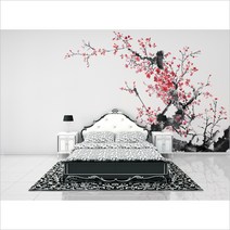 홈앤데코 매화꽃포인트벽지 3폭짜리 1세트 33h403301, 혼합 색상
