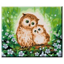 큐브아트 보석 십자수, 엄마와아기부엉이, 1개