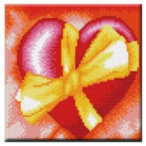 큐브아트 보석 십자수, 리본하트, 1개