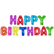 파티팡 알파벳 은박 풍선세트 HAPPY BIRTHDAY, 레인보우, 1세트