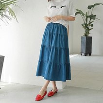 헤이올리 데님 워싱 캉캉 롱스커트 SN16
