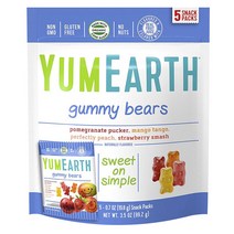 야미얼스 구미 베어 스낵 팩, 석류, 딸기, 망고, 복숭아, 19.8g, 3개