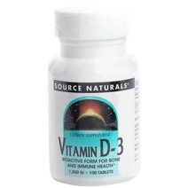소스내츄럴스 비타민 D-3 1000 IU 타블렛 글루텐 프리 무설탕, 100개입, 1개, 100정