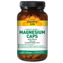 Country Life Vitamins 타겟-민스 마그네슘 캡 with 실리카 300mg 베지테리안 캡슐, 120개입, 1개