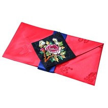 [팔복상회 전통공예품] 목단 수 예단보 (돈보) 전통결혼 혼례품 빨간색, 1개