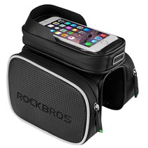 락브로스 탑튜브백 방수형 자전거 프레임가방 6.2인치, 블랙, 1개