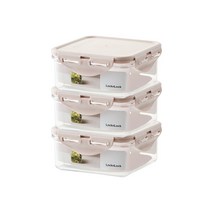 락앤락 항균 스테커블 밀폐용기 정사각 핑크 600ml, 3개, 용기 3개
