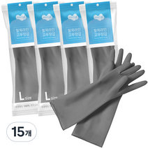 러버랩 팔목라인 고무장갑 대(L), 그레이, 15개