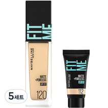 메이블린 핏미 파운데이션 레노 30ml + 미니파운데이션 5ml 세트, 120 클래식 아이보리(파운데이션), 112 내추럴 아이보리(미니파운데이션), 5세트