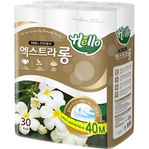 헬로 3겹 엑스트라롱 천연펄프 화장지 40m, 30롤, 1팩