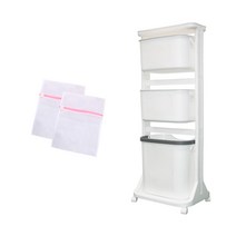 슈와츠코리아 뉴스윙 이동식 3단 빨래바구니 + 세탁망 2개 세트, 화이트, 1개