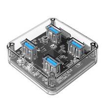 오리코 4포트 USB3.0 허브 1M 케이블 MH4U-U3-10, 투명