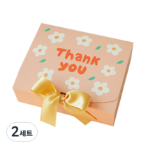 도나앤데코 직사각 선물 포장 상자 소 5p + 리본 5p, 데이지 살구, 2세트