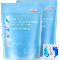 라비킷 올인원 트리플 파워 세탁 고농축 캡슐세제 비누향, 30개입, 2개