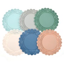 스튜디오제이 레이스 실리콘 코스터 6종 세트, 블루, 스카이, 아이보리, 그린, 인디핑크, 그레이