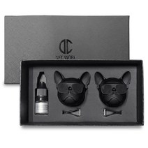 디씨네트워크 차량용 불독 방향제 무광블랙 2개 오일향, 1세트, 클린코튼
