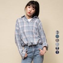캐럿 여성 루즈핏 체크 플란넬 셔츠