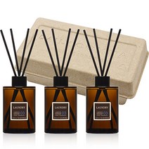 데일리콤마 엠버 에디션 디퓨져 200ml x 3p + 블랙리드스틱 12p 세트, 런드리