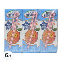 돈시몬 착즙 오렌지 주스, 200ml, 6개