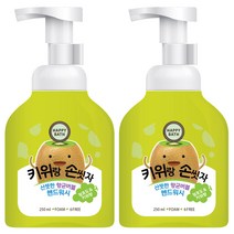 해피바스 키위랑 손씻자 버블핸드워시, 250ml, 2개
