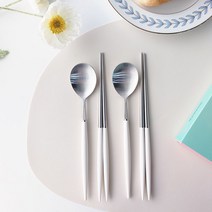 에펠 보겐 2인 한식 수저세트 화이트, 1세트, 숟가락 2p + 젓가락 2p, 혼합색상
