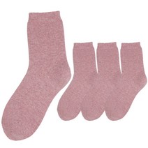 두발로 여성용 니트 앙고라 중목 양말 4켤레