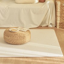 데코뷰 스마일 플라워 양면 쿠션 놀이방매트, 앞(화이트 + 아이보리 + 옐로우) + 뒤(연베이지)