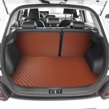 지엠지모터스 퀼팅 가죽 방수 차박 트렁크매트 + 뒷열커버 풀세트, 현대 코나 오른쪽 우퍼옵션, 브라운, 현대