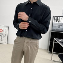 디엘크리 남성용 루즈핏 빅사이즈 구김방지 사계절 긴팔 셔츠