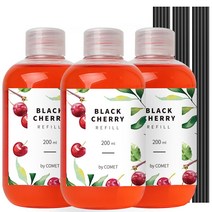 코멧 디퓨저 리필액 200ml 3P + 디퓨저 스틱 15P, 블랙체리