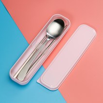 라온누리 파스텔 수저고정 무소음 휴대용 도시락수저케이스 대 + 숟가락 + 젓가락 세트, 분홍(수저케이스), 수저케이스 1p + 숟가락 1p + 젓가락 1p