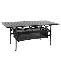 코멧 알루미늄 접이식 캠핑 테이블 대형, 블랙