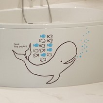 웹데코 그래픽스티커 SAVE THE OCEANS, 다크브라운+블루
