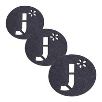 레이저 커팅 펠트컵받침 이니셜 J 3개, 네이비