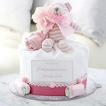 베이비베이커리 기저귀케익 슬리핑 베어블랑켓 핑크 백일 선물용, 1세트