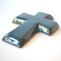 쉬즈데코 핸드페인팅 십자가 일자형, 아이언블루, 1개