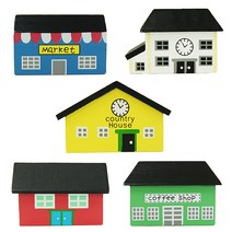 컨츄리아이템 미니 컬러 우드 하우스 5종, 1세트