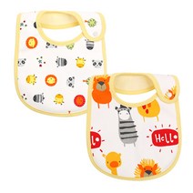 맘스케어 순면 스냅 방수 3겹턱받이 2종 세트 CMCBI619, 혼합색상, 1세트