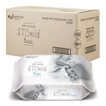 아토마일드 베이직 엠보싱 유아물티슈 리필형, 80매, 12개