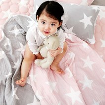 따숨 퓨어스타 유아 무형광 순면 2겹 거즈 이불, 핑크