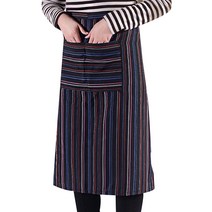 리빙팝 스트라이프 쿠킹앞치마, 숏블랙블루 (2포켓), 1개