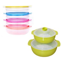 쿡앤밥 밀폐용기+ 전자레인지 찜기, 1세트, 쿡앤밥 450ml x 4p 랜덤 발송 + 전자레인지 찜기 그린 대 + 전자레인지 찜기 그린 소